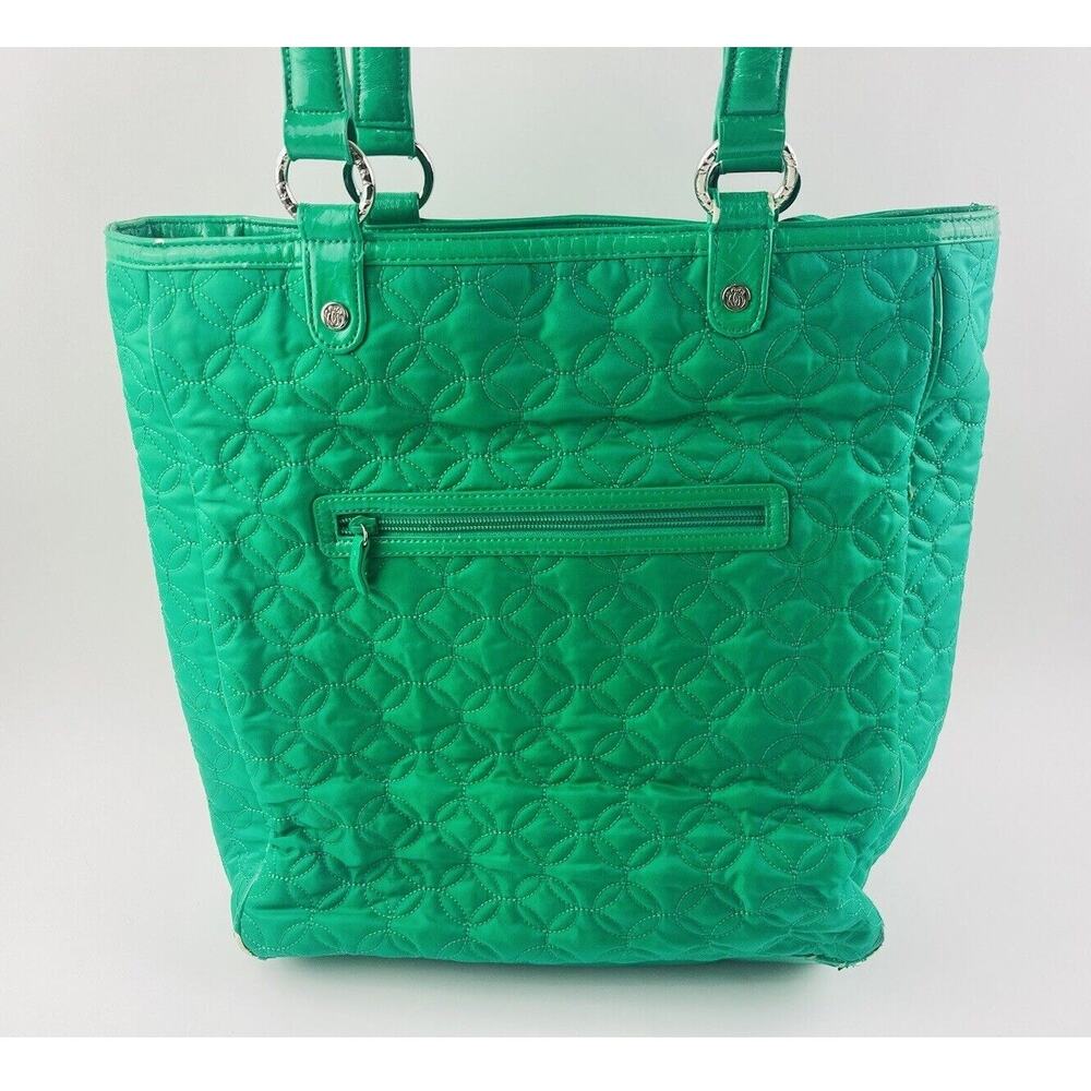 Vera Bradley Shoulder Bag Satchel Large Multi Compartment Green Solid Wedding Ri - Picture 2 of 14